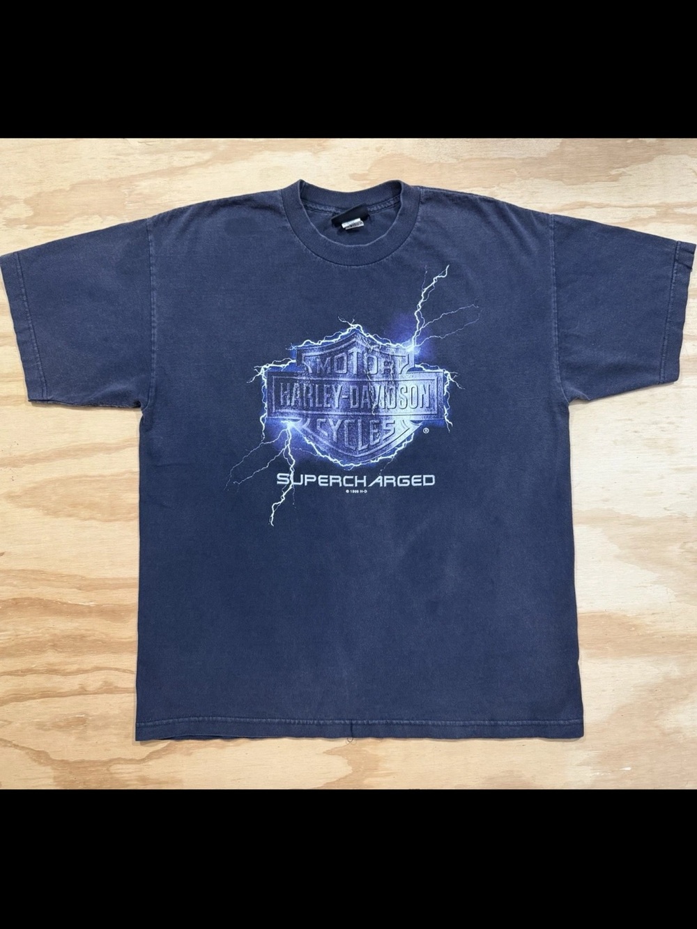 Vintage 90s Harley-Davidson Super Charged T-Shirt Lightning XL London England